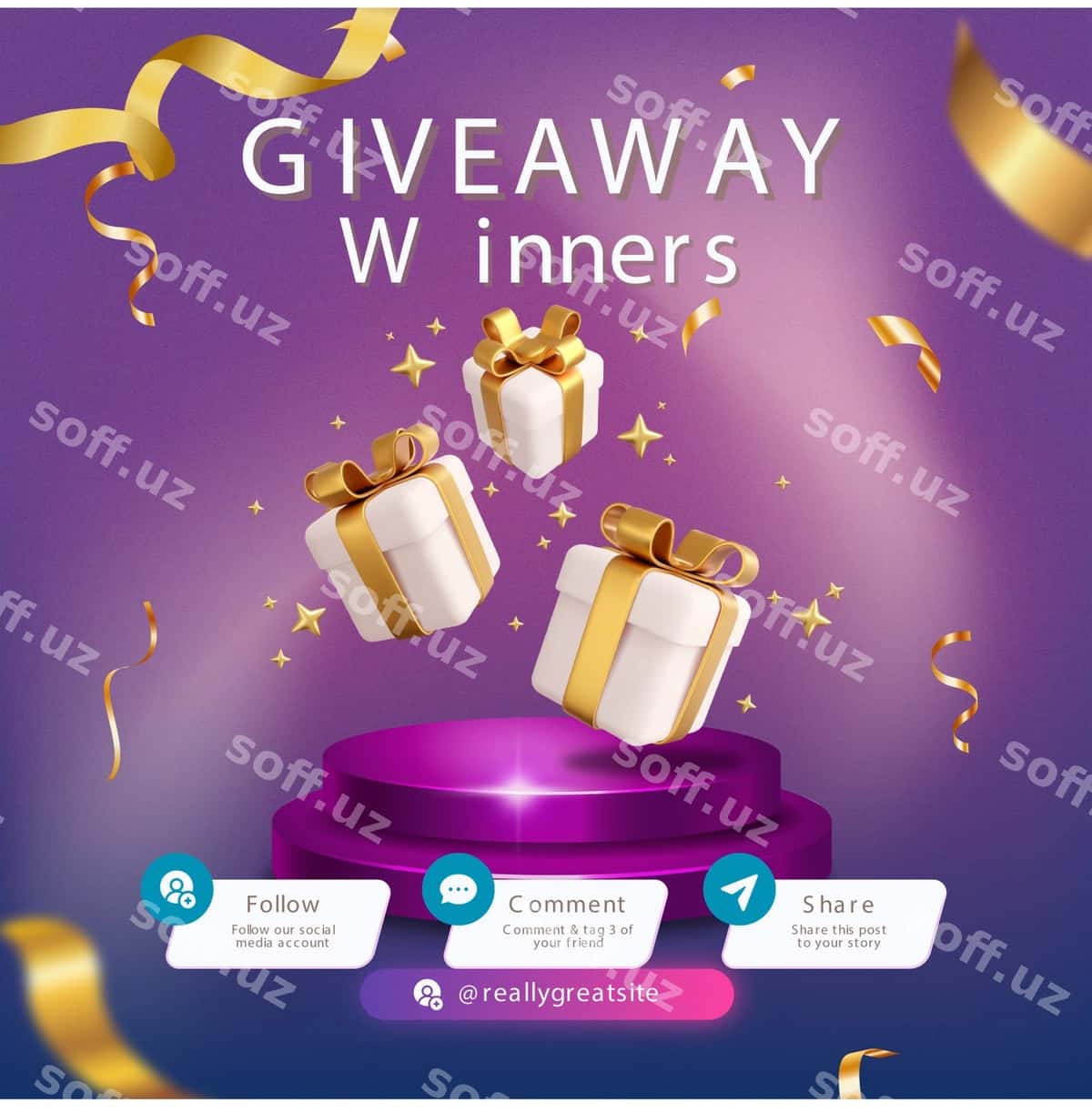 Binafsha rangli sovg'a vaqti instagram posti | Purple giveaway time instagram post 1