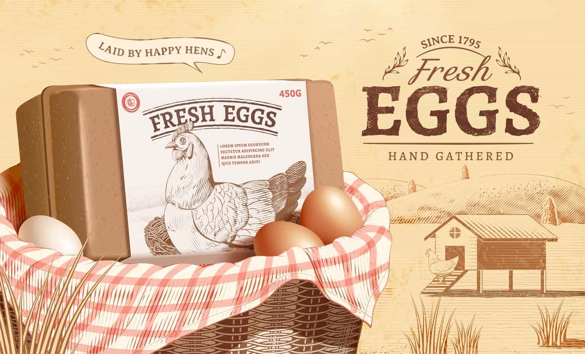 Tuxum reklamasi shablonini o‘yma uslubi | Egg ad template engraving style 1