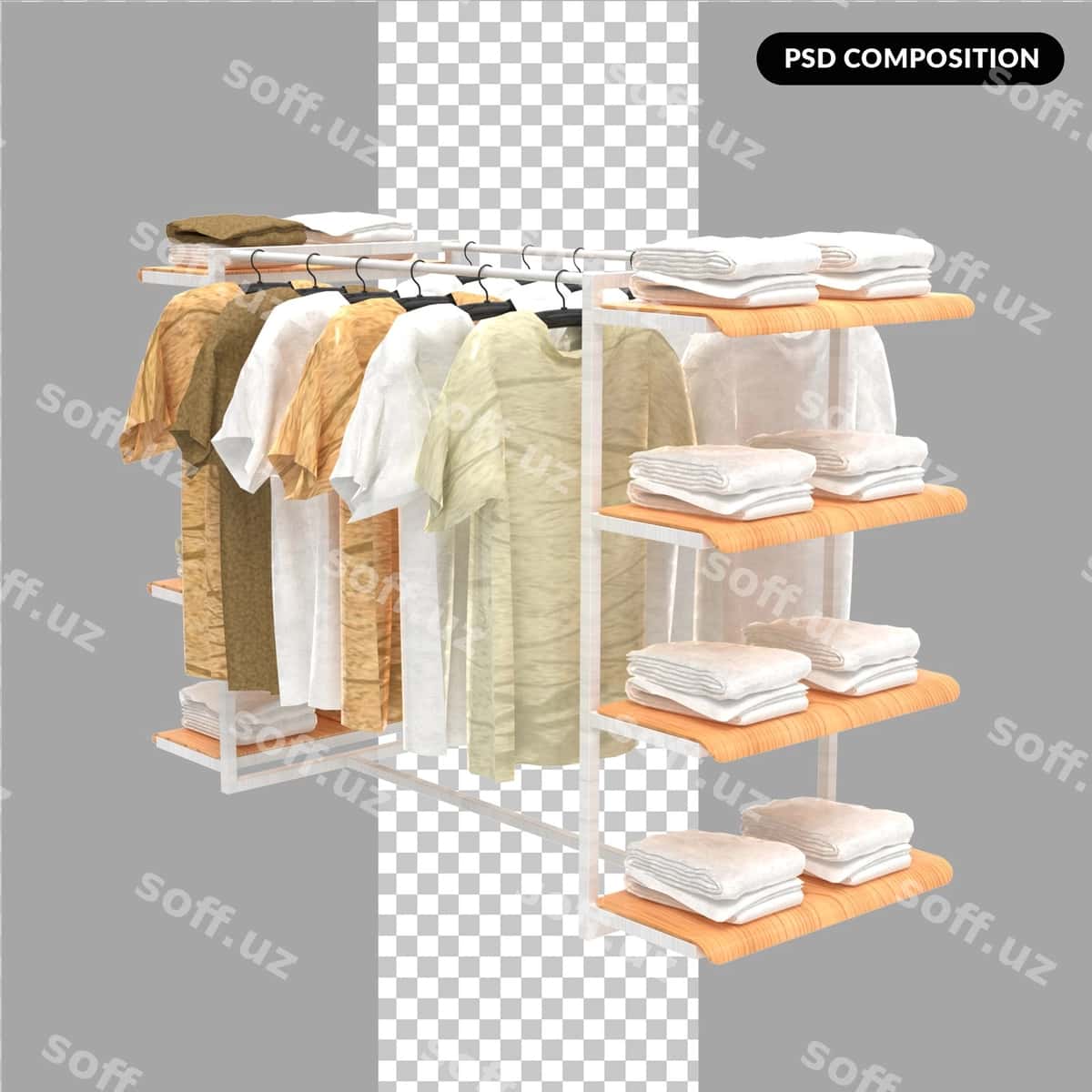 Osilgan kiyimlar bilan tokchaga joylashtiring | Rack with hanging clothes it 1