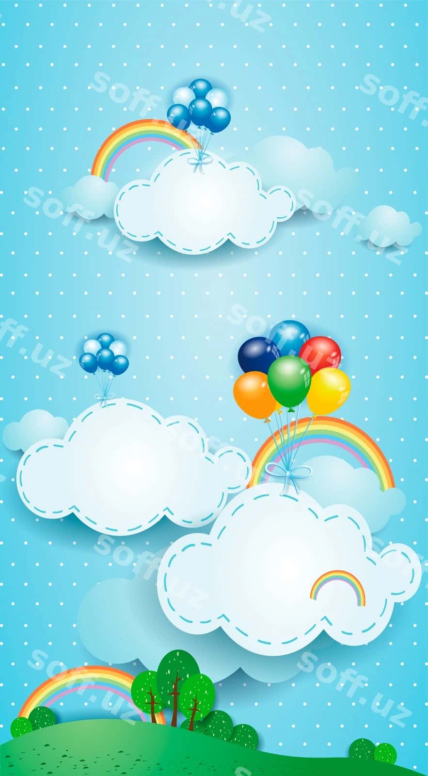 Ko'kalamoq sharqlar bulutlar | Rainbow balloons clouds 1