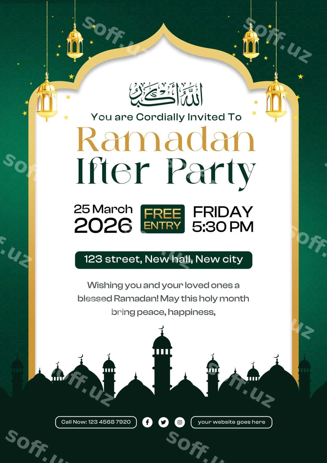 Ramadan iftor taklifnoma shabloni | Ramadan iftar invitation flyer template 1