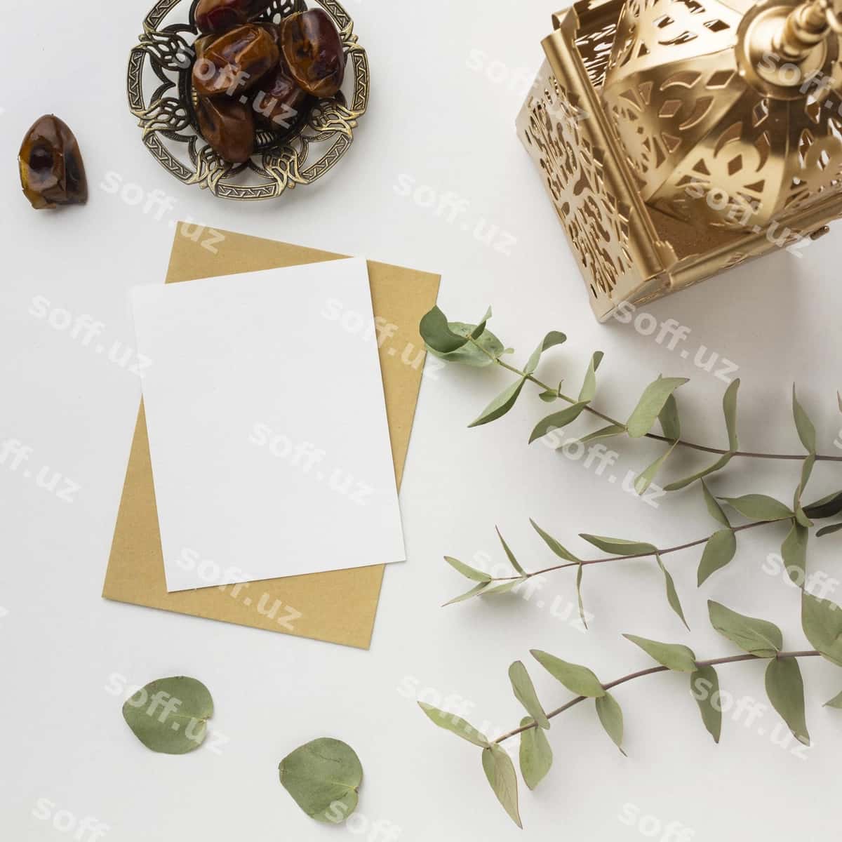 Ramazon kareem namuna o'simliklar bilan | Ramadan kareem mockup with plants 1