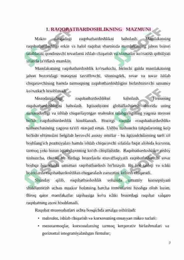 RAQOBATBARDOSHLIK: MAZMUNI VA  SHAKLLARI 7