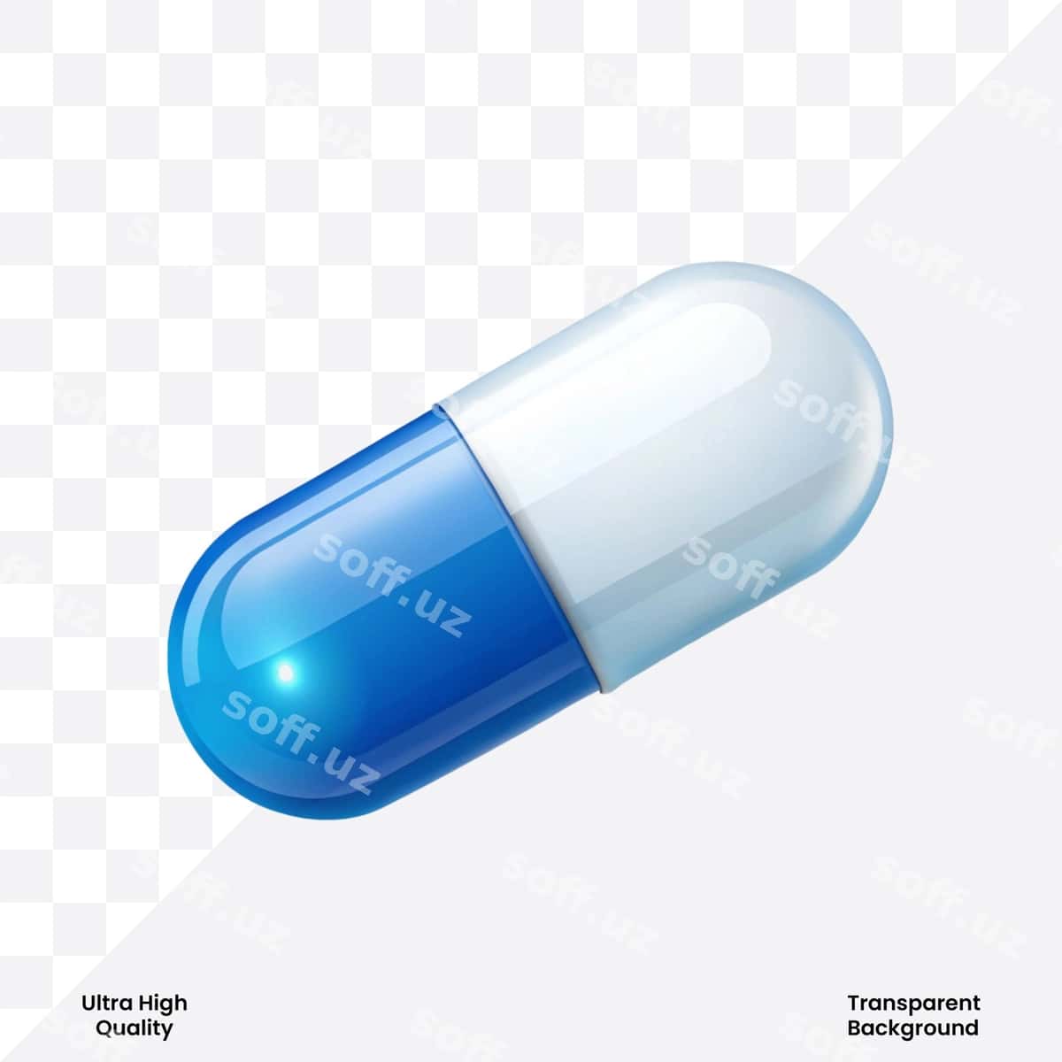 Haqiqiy ko'k oq kapsula tabletka | Realistic blue white capsule pill 1