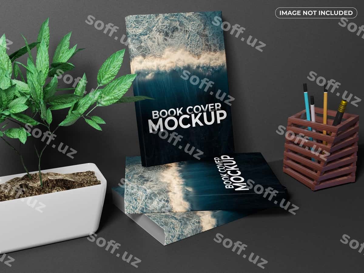 Haqiqiy kitoblarning muqovasining maketi | Realistic books front cover mockup 1