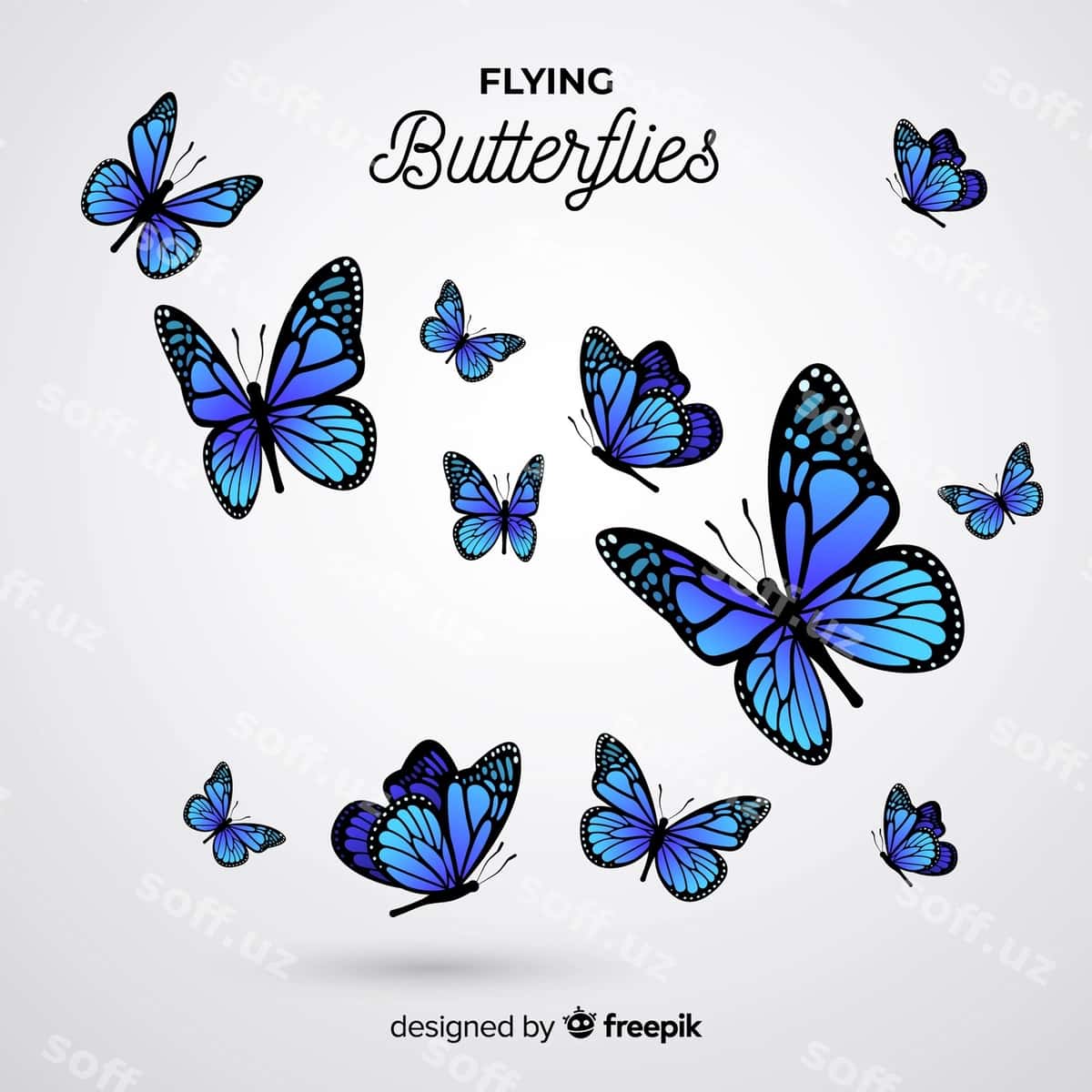 Haqiqiy koaklar guruhi fon | Realistic butterfly swarm background 1