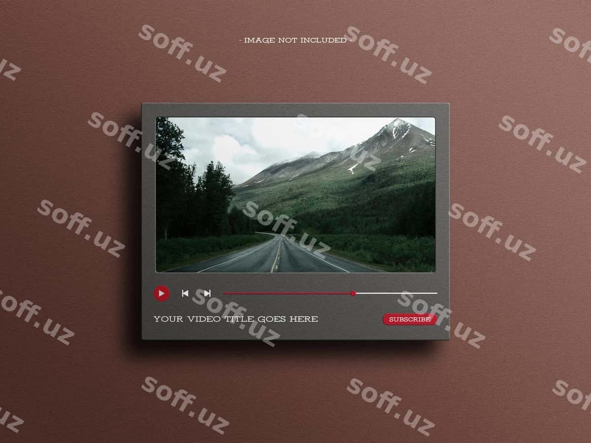 Haqiqiy ko'p vosita video o'ynatuvchi namunasi | Realistic multimedia video player mockup 1