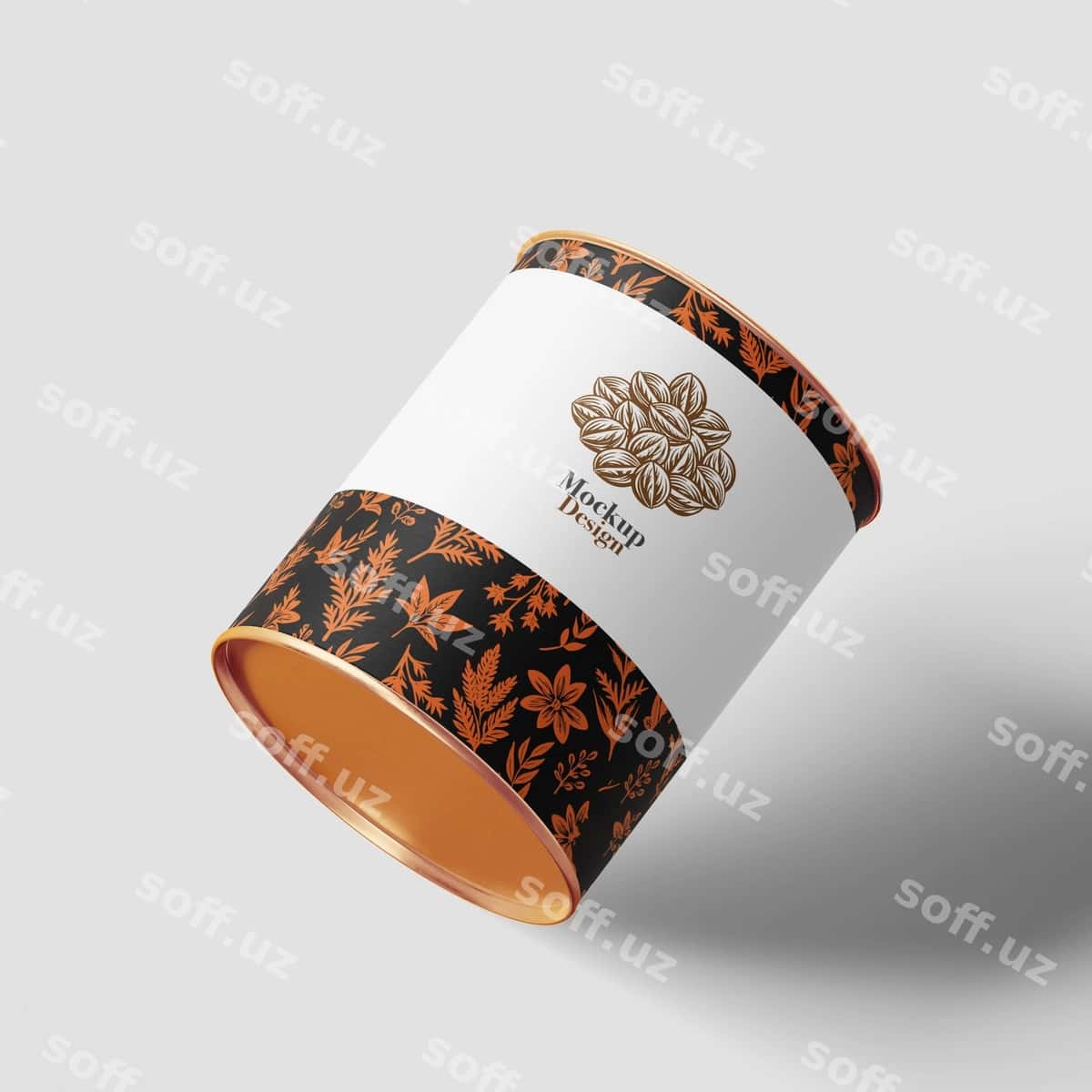 Realistik metal qovurma mockup dizayni | Realistic tin can mockup design 1