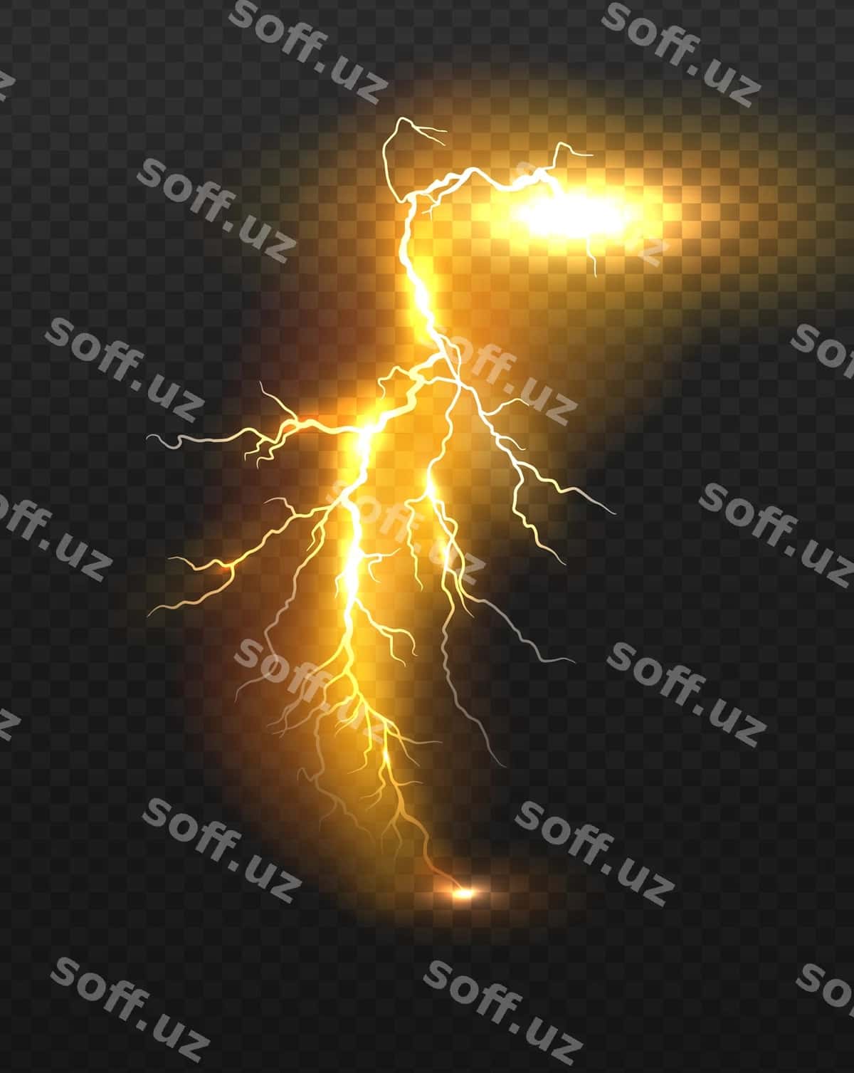 Haqiqiy vektor to'q sariq chaqmoq | Realistic vector orange lightning 1