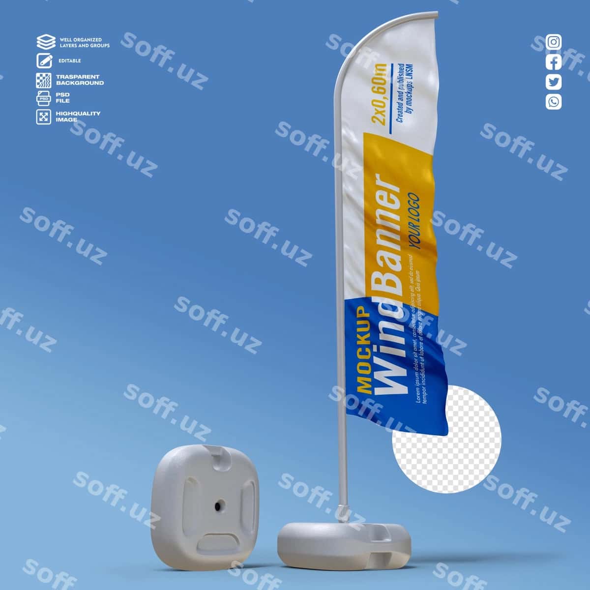 Haqiqiy oq bayrogʻ uslubidagi matal bayrogʻ | Realistic white flag style fabric banner 1