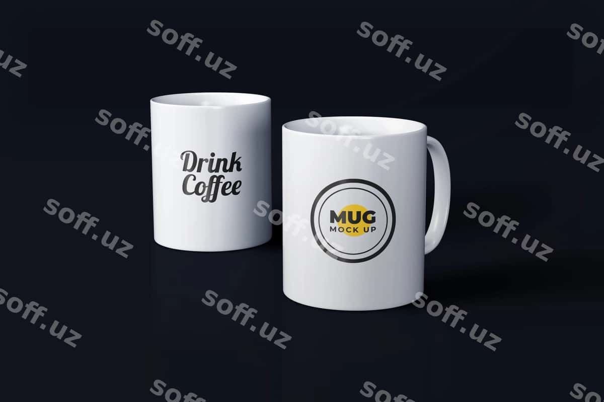 Realistik oq krujka namunasi ajraltirilgan | Realistic white mug mockup isolated 1