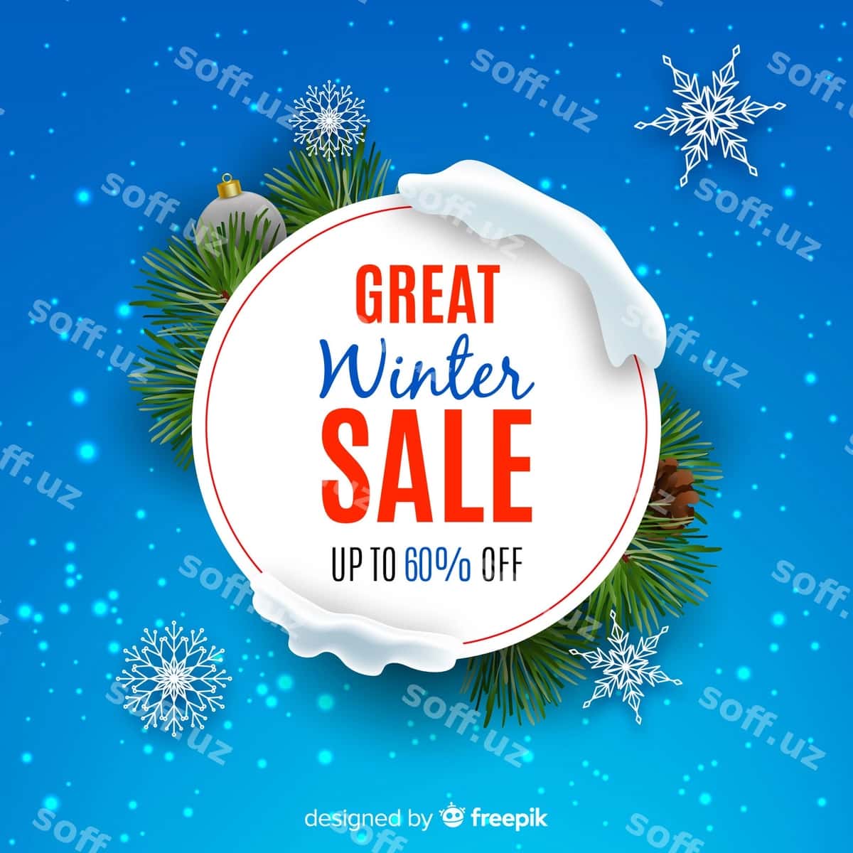 Haqiqiy qishlik sotuv foni | Realistic winter sale background 1
