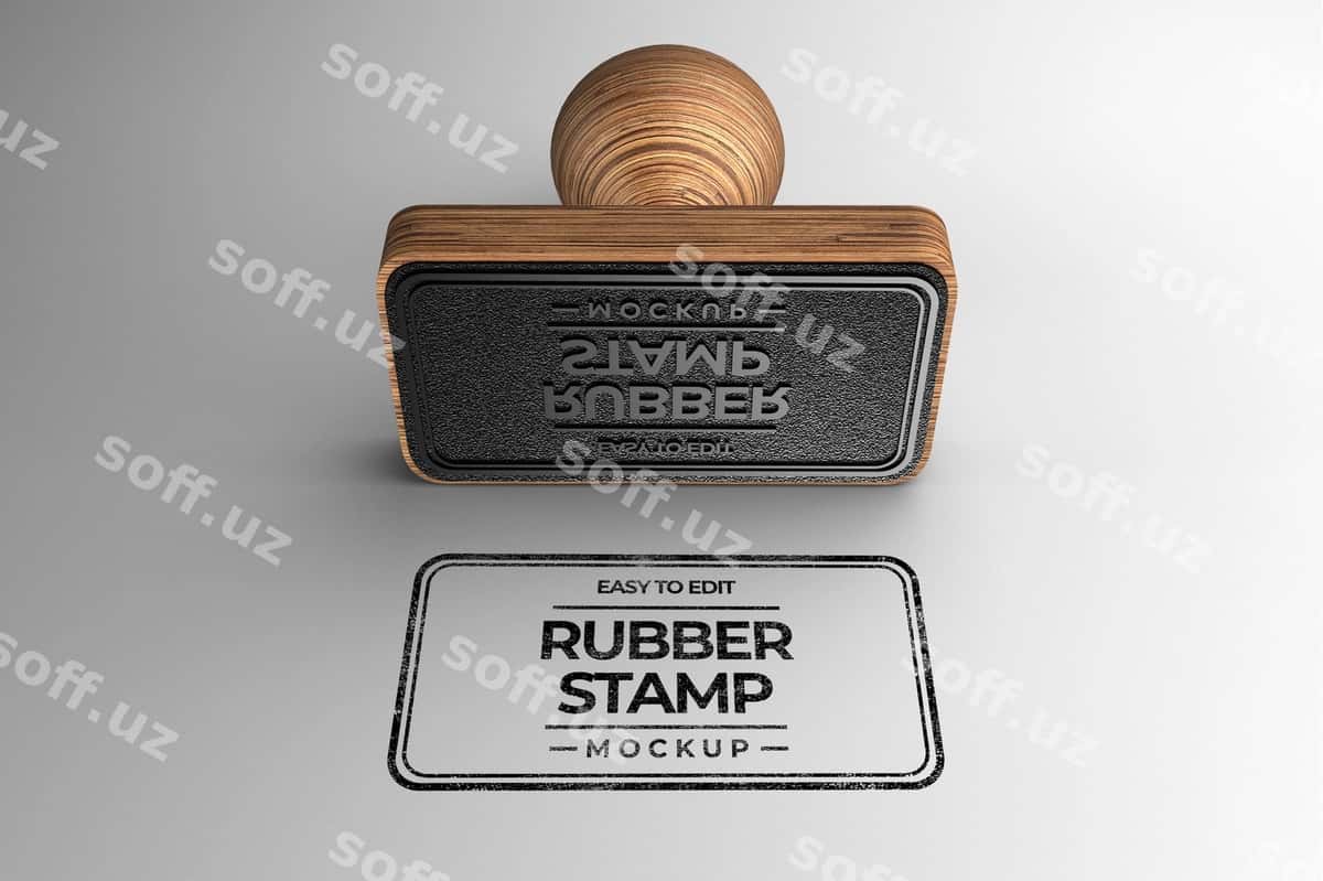 To'g'ri burchakli shaklidagi yog'ochli pochta namunasi | Rectangle shaped wooden stamp mockup 1