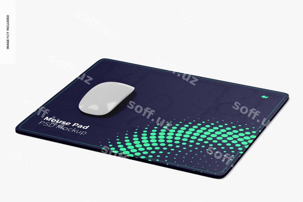 To'g'ri to'rtburchak sichqoncha pad namunasi perspektivasi | Rectangular mouse pad mockup perspective 1