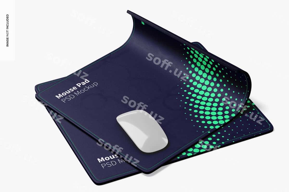 To'g'ri to'rtburchak shaklidagi sichqoncha uchun joylashgan mockup | Rectangular mouse pads mockup 1
