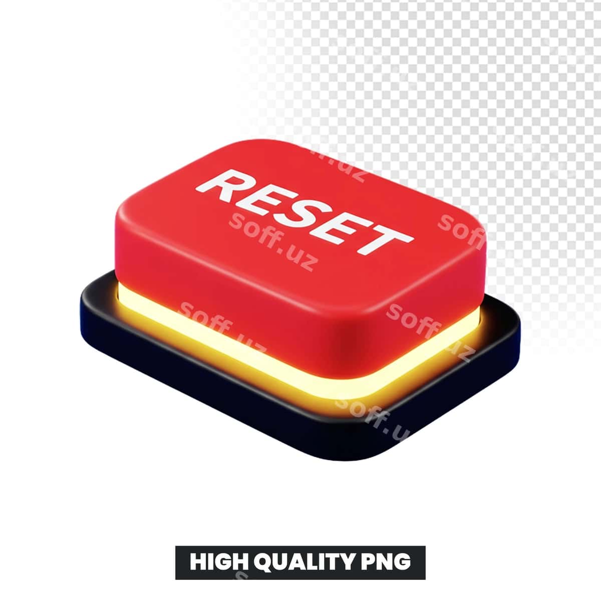 Yorqin effektli qizil 3D reset tugmasi | Red 3d reset button with glowing effect 1