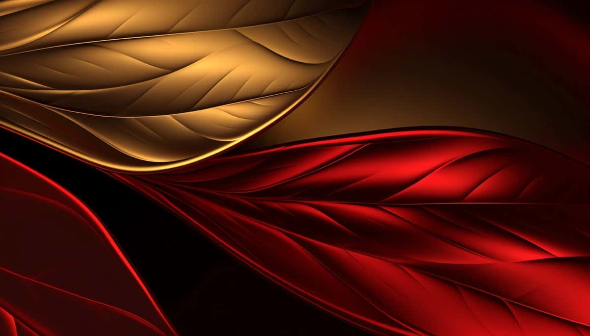 Barglari oltin barg bilan qizil oltin fon | Red gold background with leaves gold leaf 1