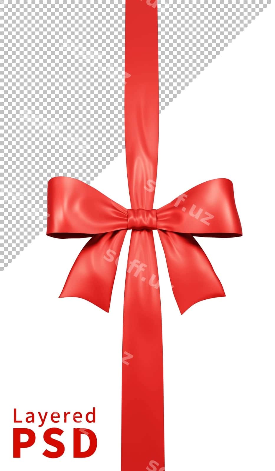 Qizil satyn sovg'a lenta bog'bon ajraltirilgan | Red satin gift ribbon bow isolated 1