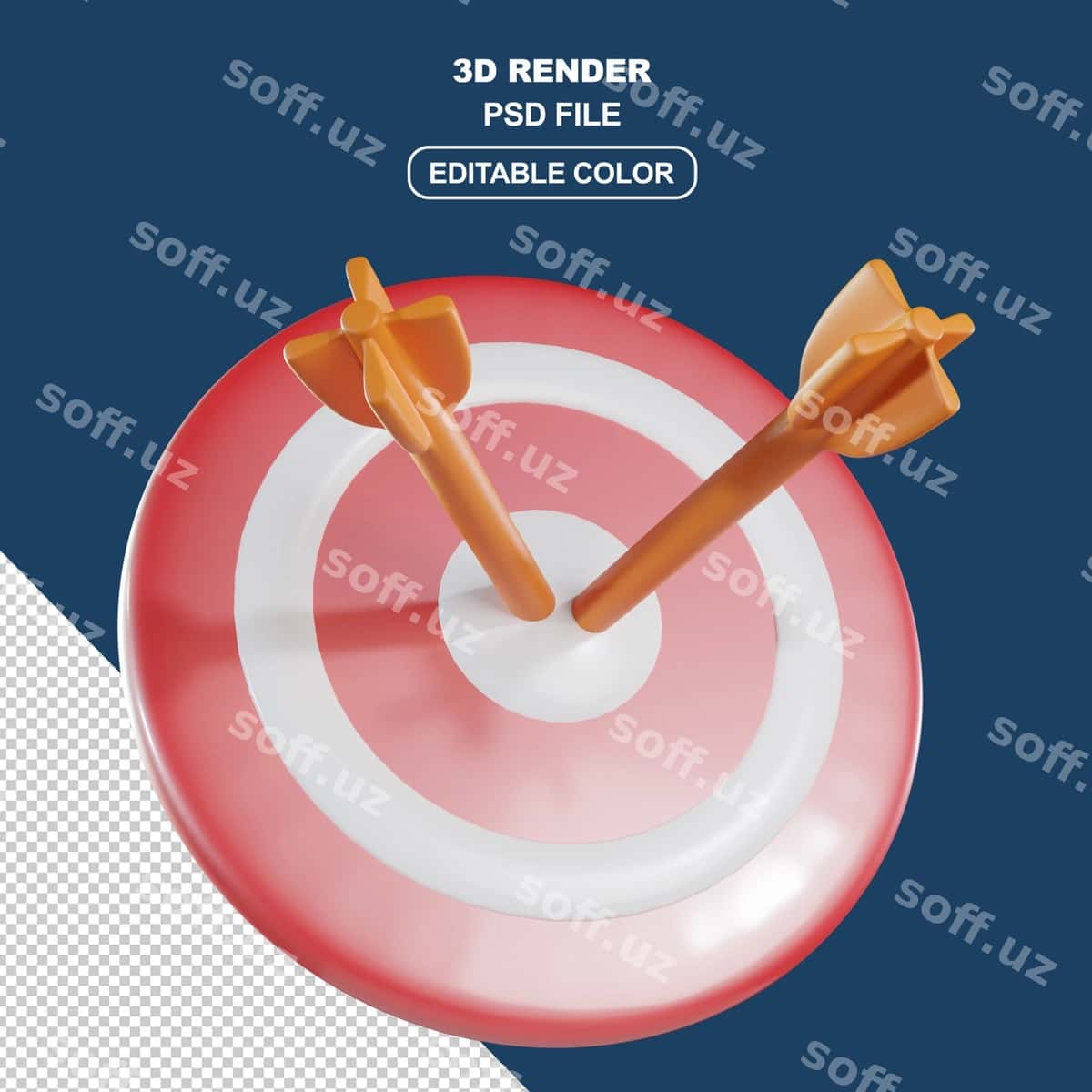 3D renderlash bilan qizil, oq o'q nishoni | Red white arrow target with 3d rendering 1