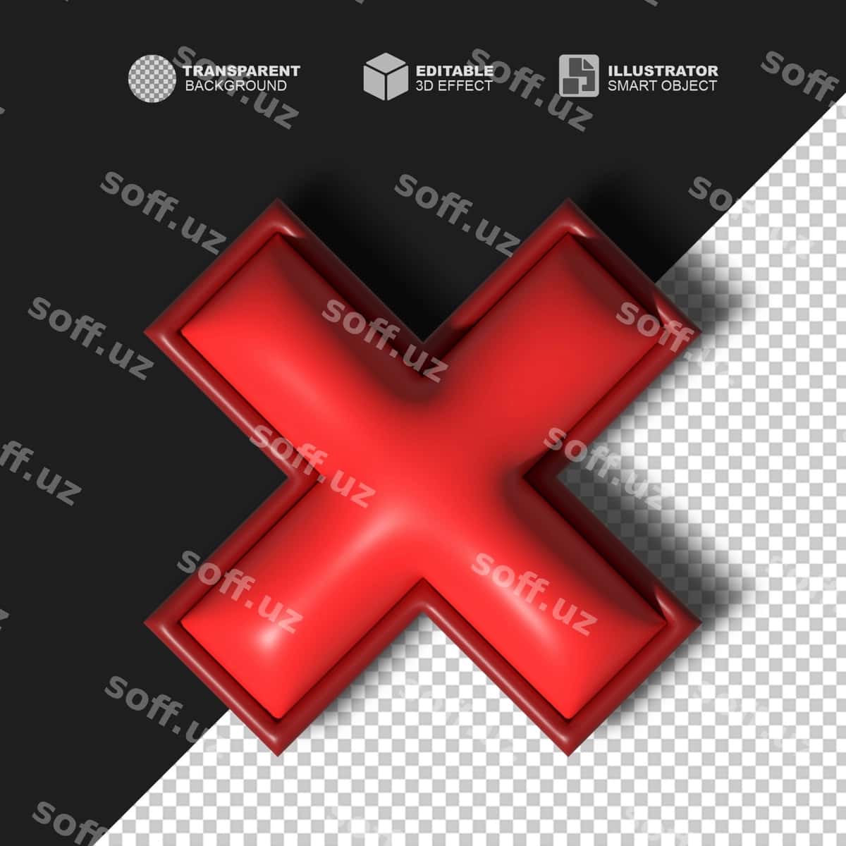 Qizil x belgisi qora fonda | Red x sign is black background 1