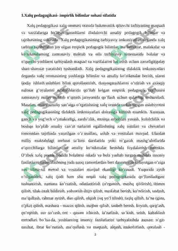 Xalq pedagogikasi- impirlik bilimlar sohasi sifatida 2