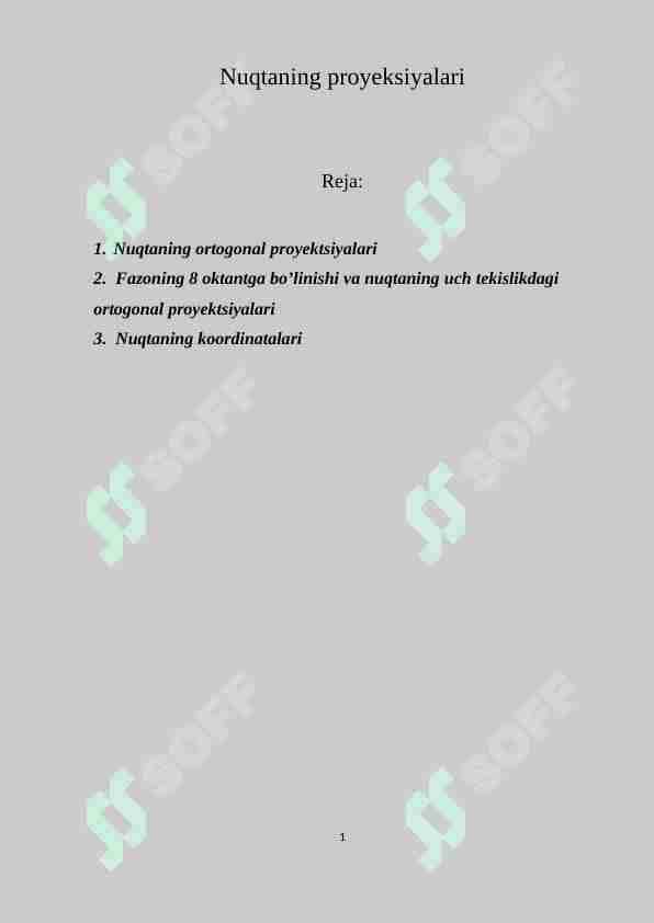 Nuqtaning proyеksiyalari 1
