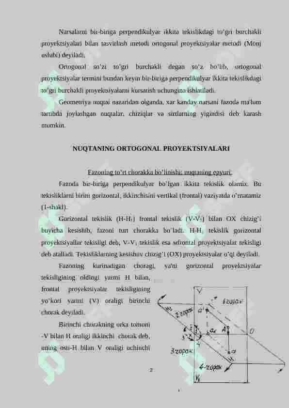 Nuqtaning proyеksiyalari 2