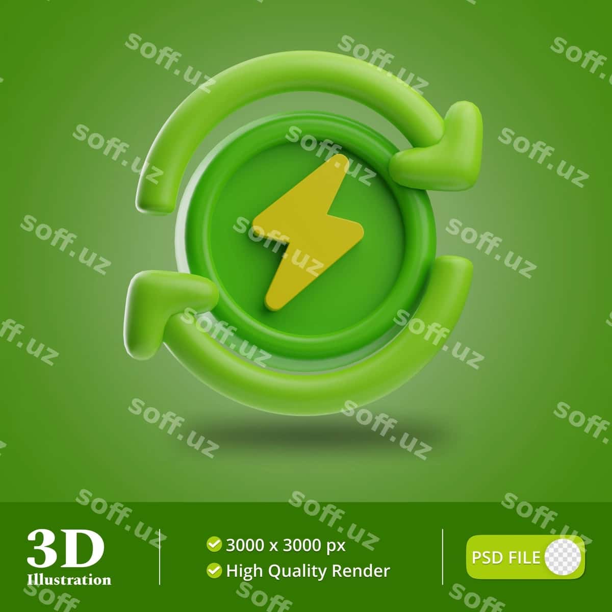 Yangi energiya yangilash illustratsiyasi 3D | Renewable energy renew illustration 3d 1