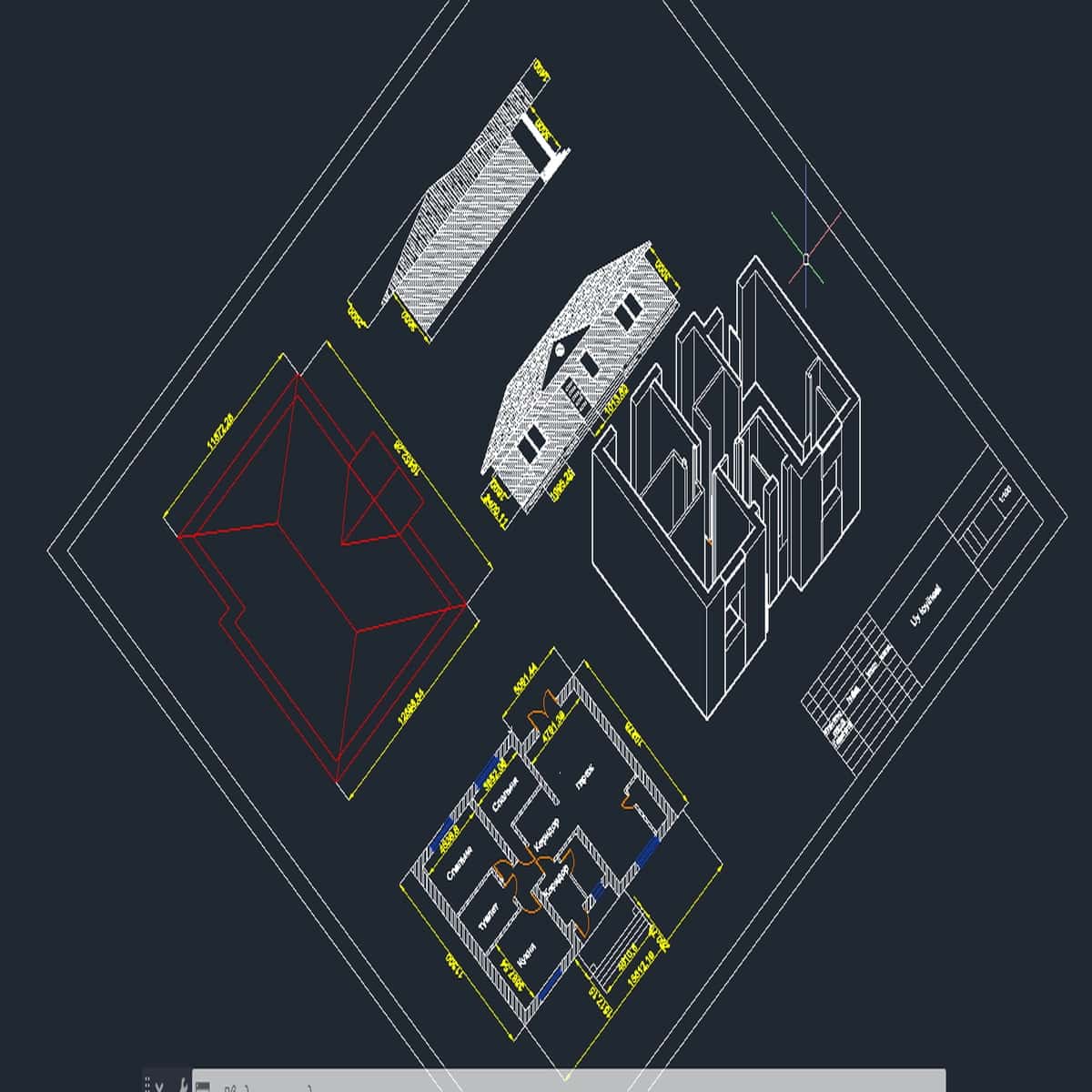 "Zamonaviy uy loyihasi (To'liq to'plam): 2D plan, 3D model 1