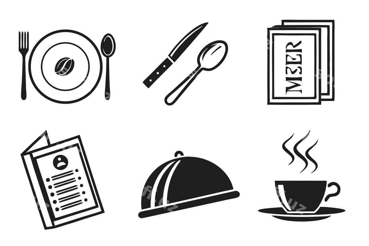 Restoran va kafe bog'liq ikonkalar | Restaurant cafe related icons 1