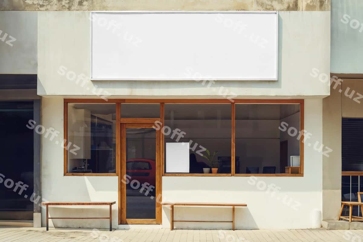 Restoran oldi namunasi | Restaurant front mockup 1