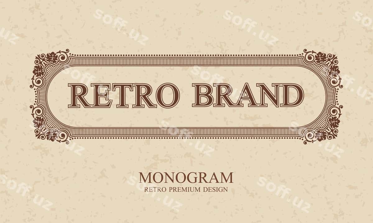 Retro brend qalamaylik ramka | Retro brand calligraphic border 1