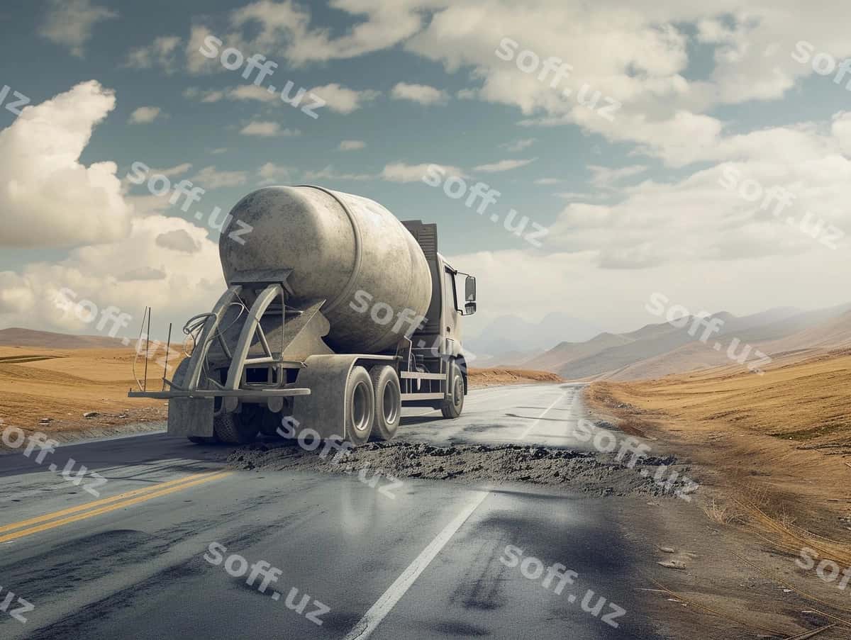 Yo'l qurilishi tsiment yuk mashinasi | Road construction cement truck 1