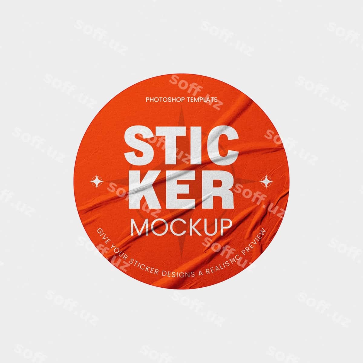 Yumaloq stiker mokapi PSD | Round sticker mockup psd 1