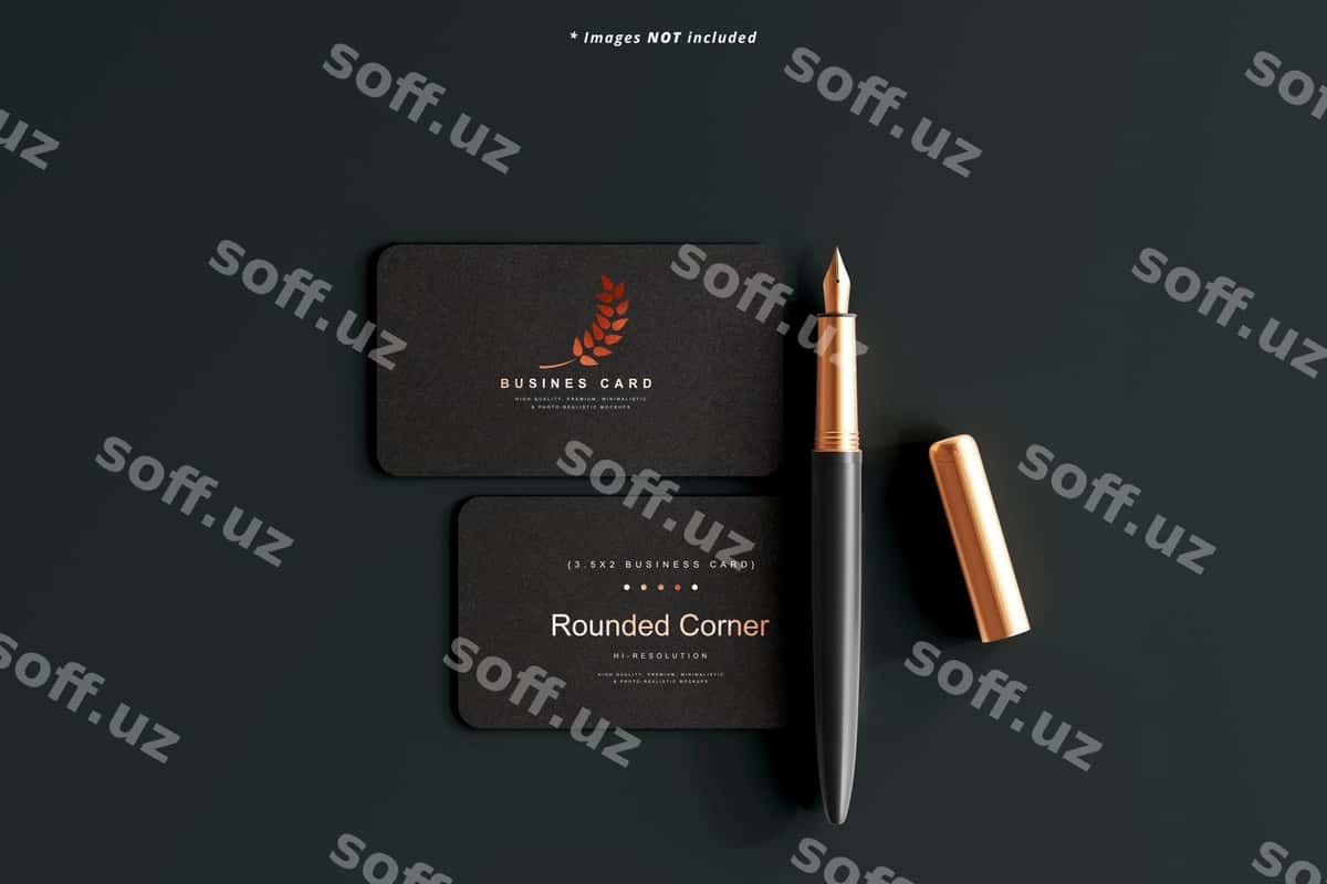 Burchaklari yumshoq biznes karta namuna sahna | Rounded corner business card mockup scene 1