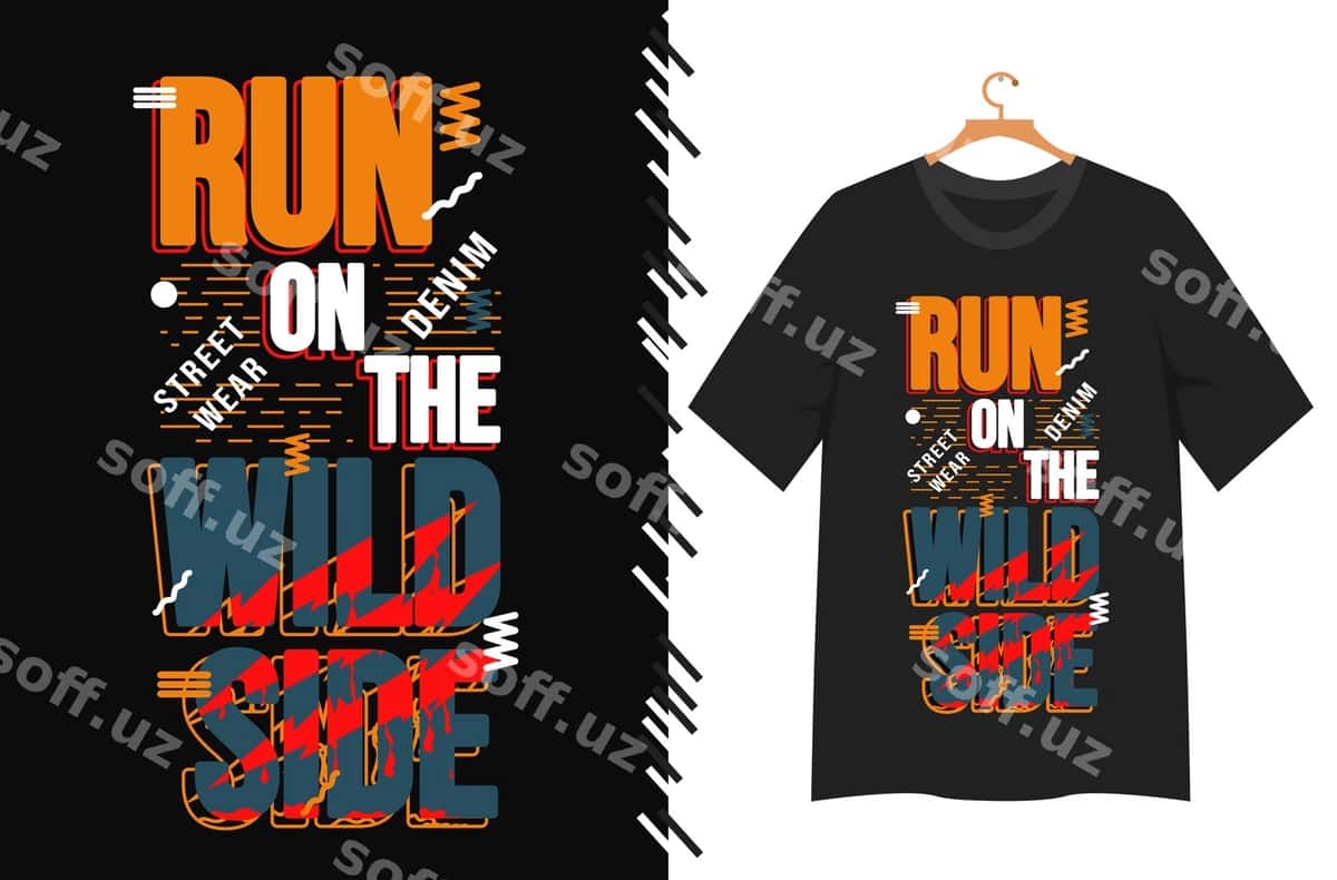 Run wild side tipografiyasi | Run wild side typography 1