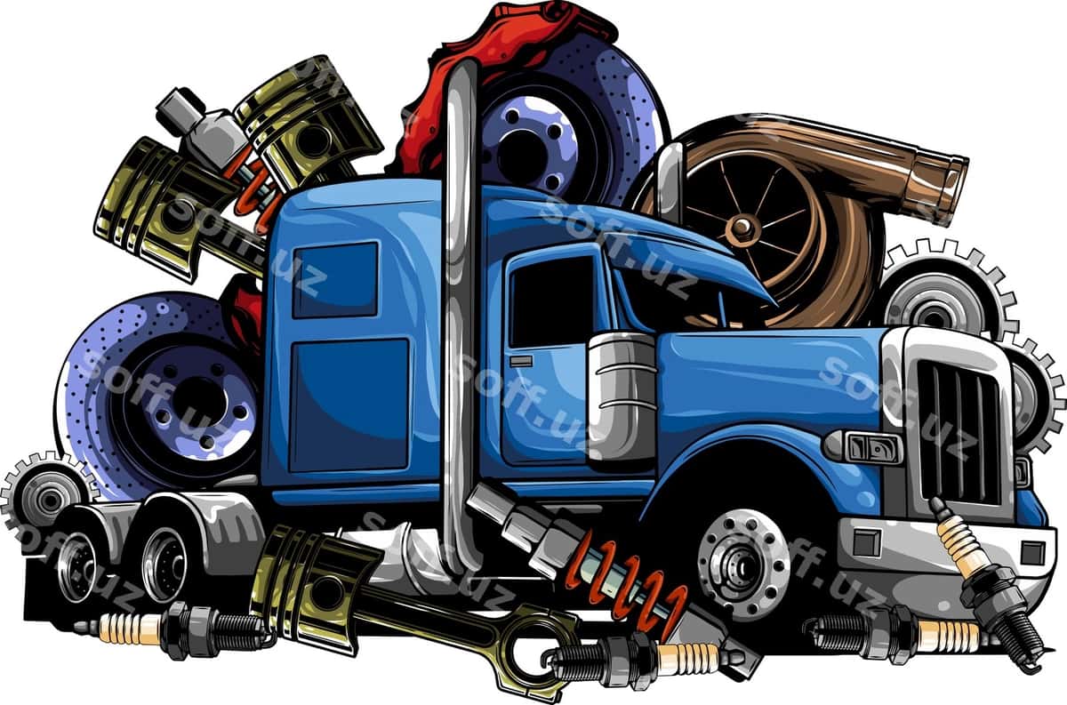 Yarim yuk mashinasi vektor illyustratsiyasi | Semi truck vehicle vector illustration 1