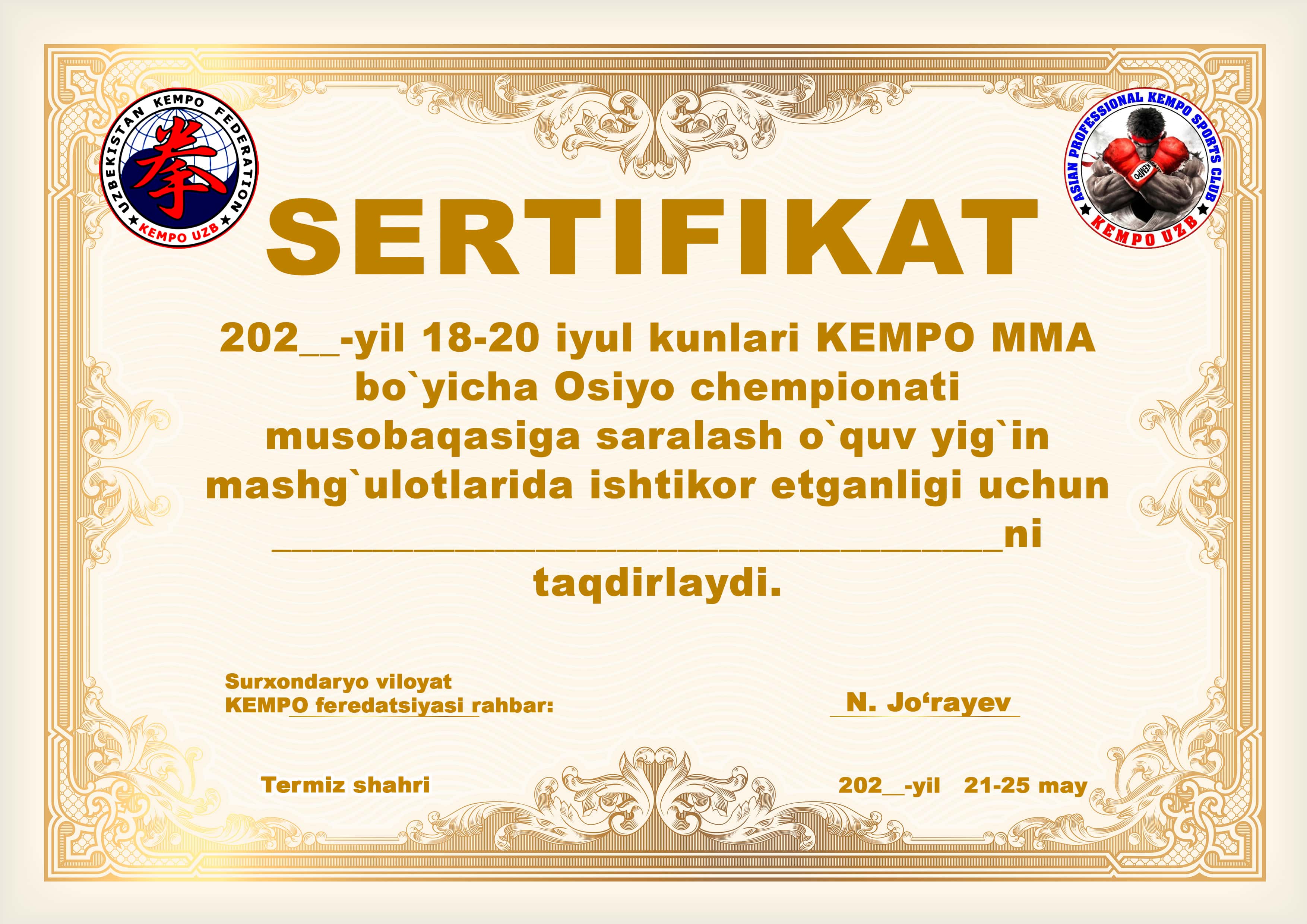 sertifikat MMA 1