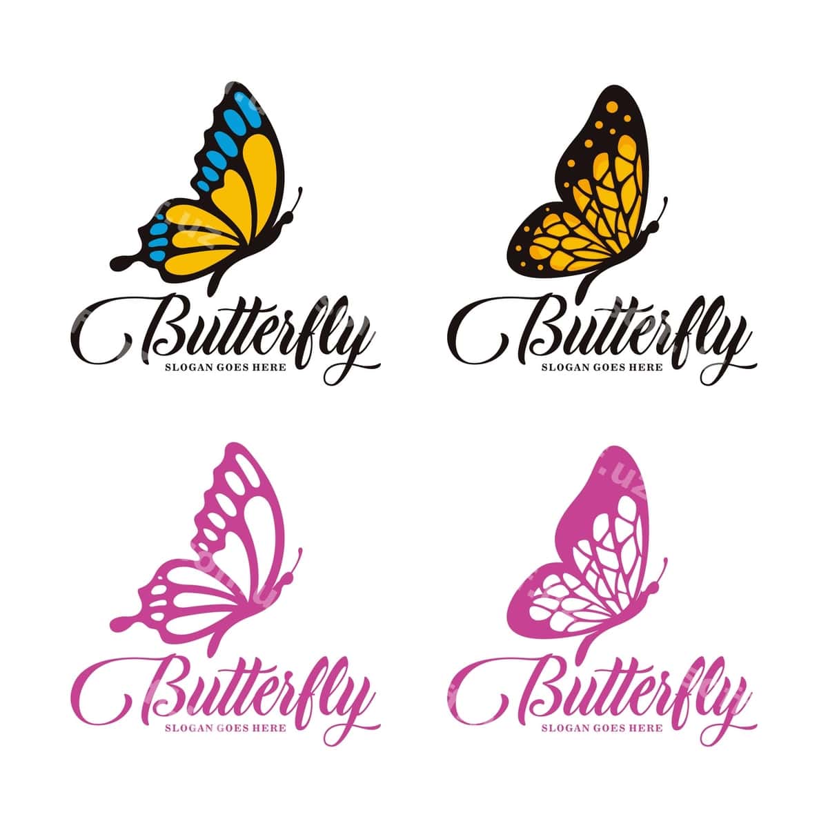 To'plam kotirma logotip shabloni | Set butterfly logo template 1
