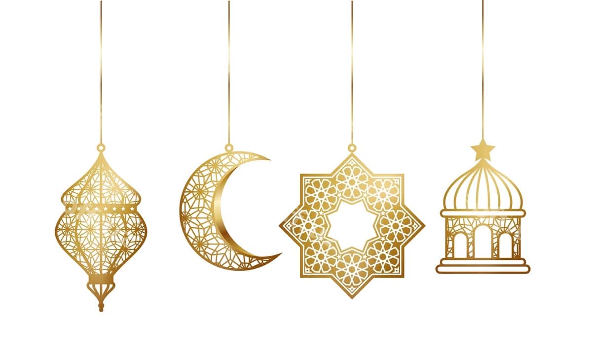 Komplekt ashrilgan islomiy oltin bezatish | Set hanging islamic golden decoration 1