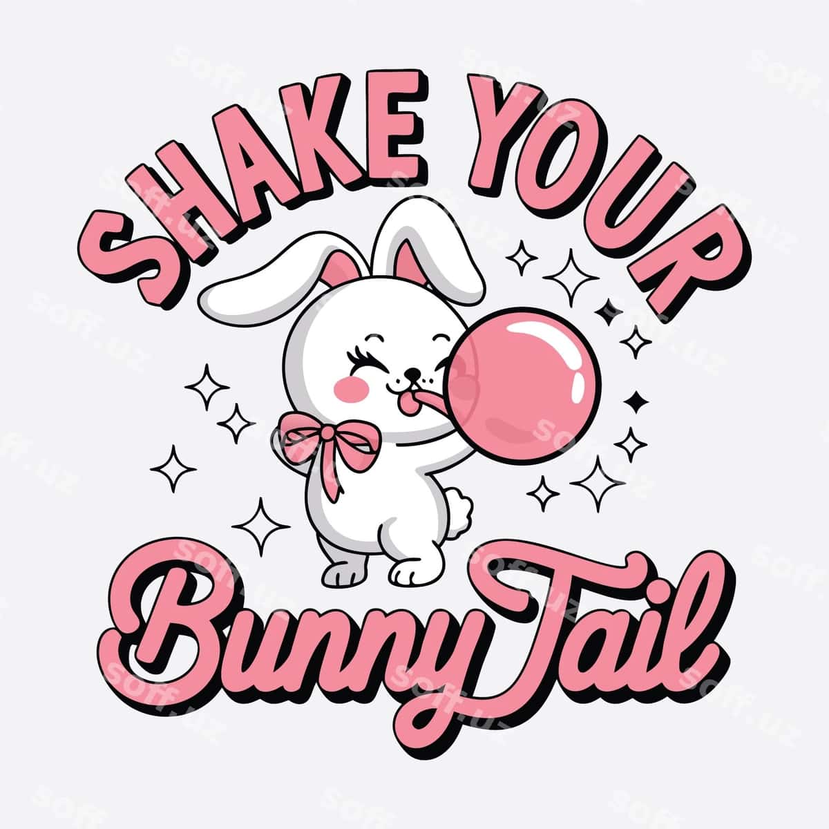 Quyon quyruqli futbolka dizaynini silkiting | Shake your bunny tail t shirt design 1
