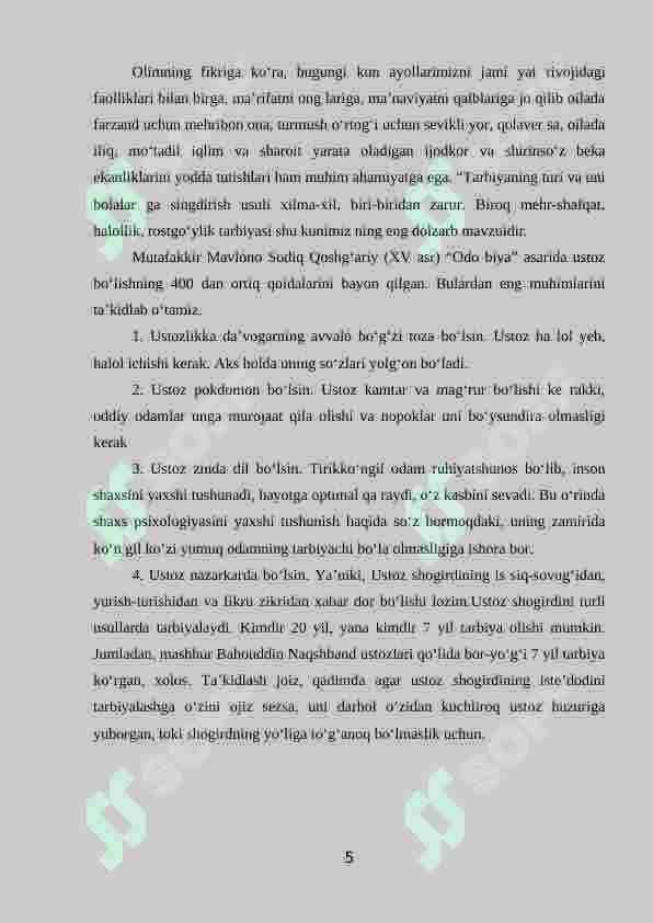 MAKTABGACHA YOSHDAGI BOLALARNI TARBIYALASHDA SHARQ MUTAFFAKIRLARINING YONDASHUVI 5