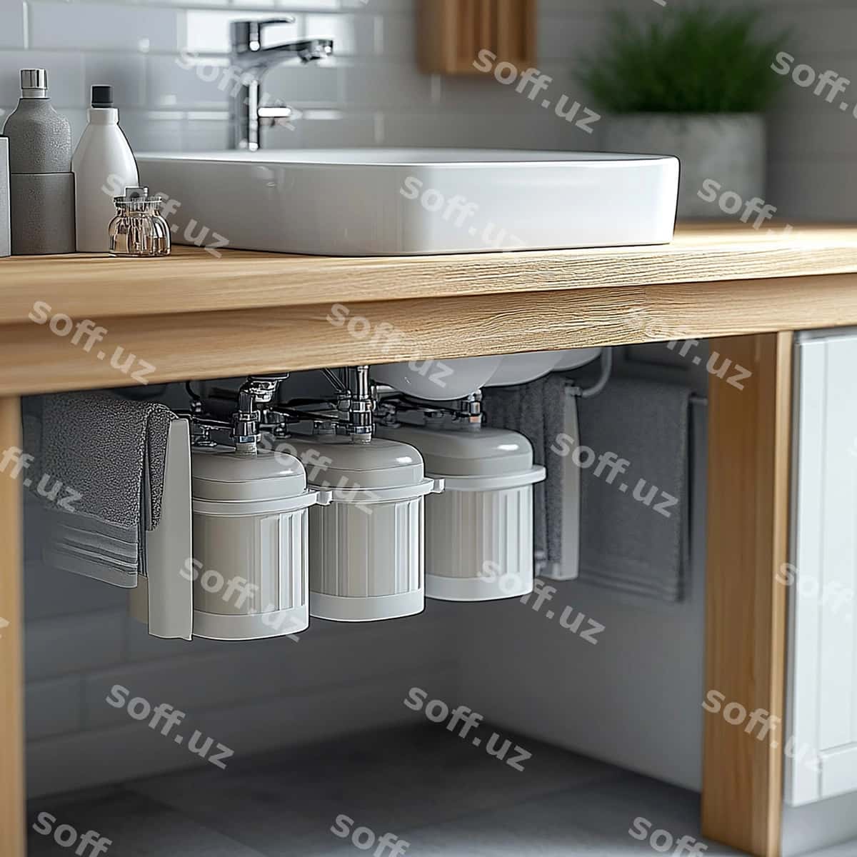 Oq qozonli changi sabun shishasi uni | Sink with white faucet bottle soap it 1