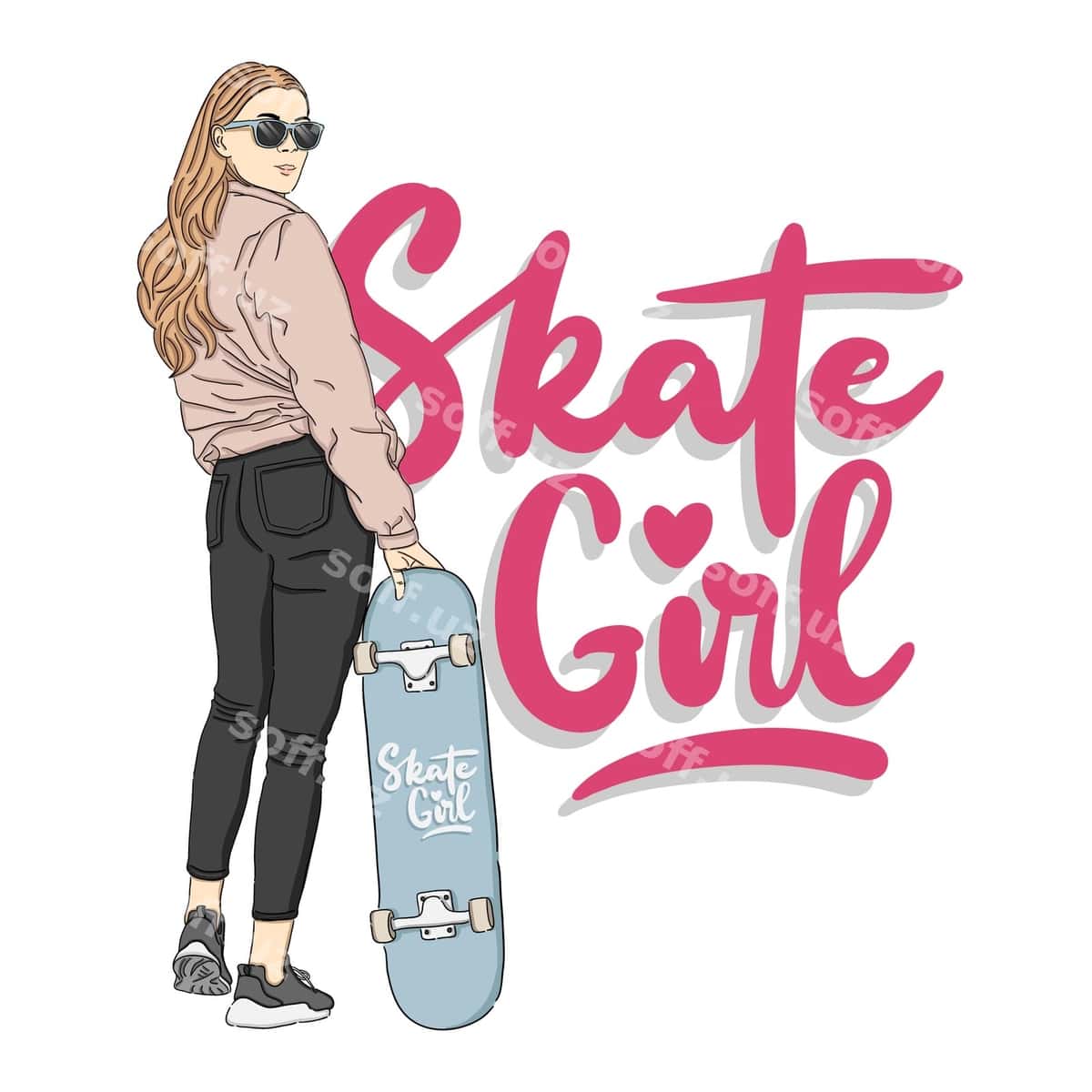 Skayt qiz chizmasi | Skate girl illustration 1