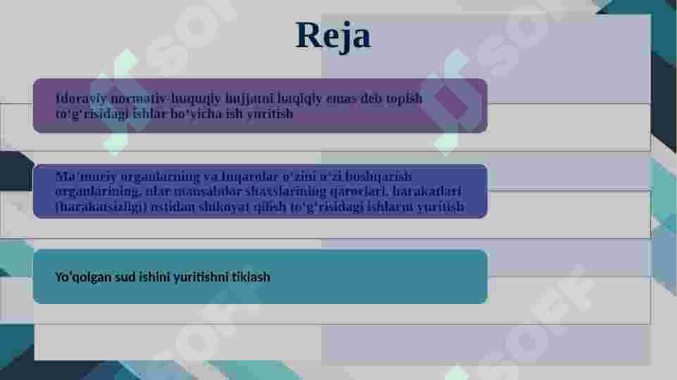 ALOHIDA TOIFADAGI MA’MURIY SUD ISH YURITUVINI AMALGA OSHIRISH 2