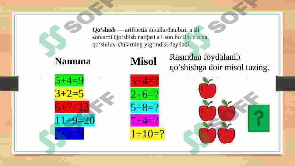Arifmetik amallar: qo’shish, ayirish, ko’paytirish va bo’lish 3