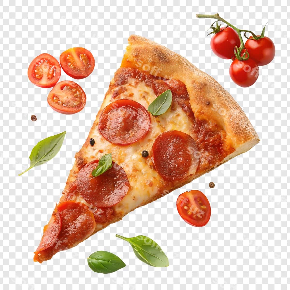 Pitsani pomidorlar va bazil bilan kes. | Slice pizza with tomatoes basil it 1