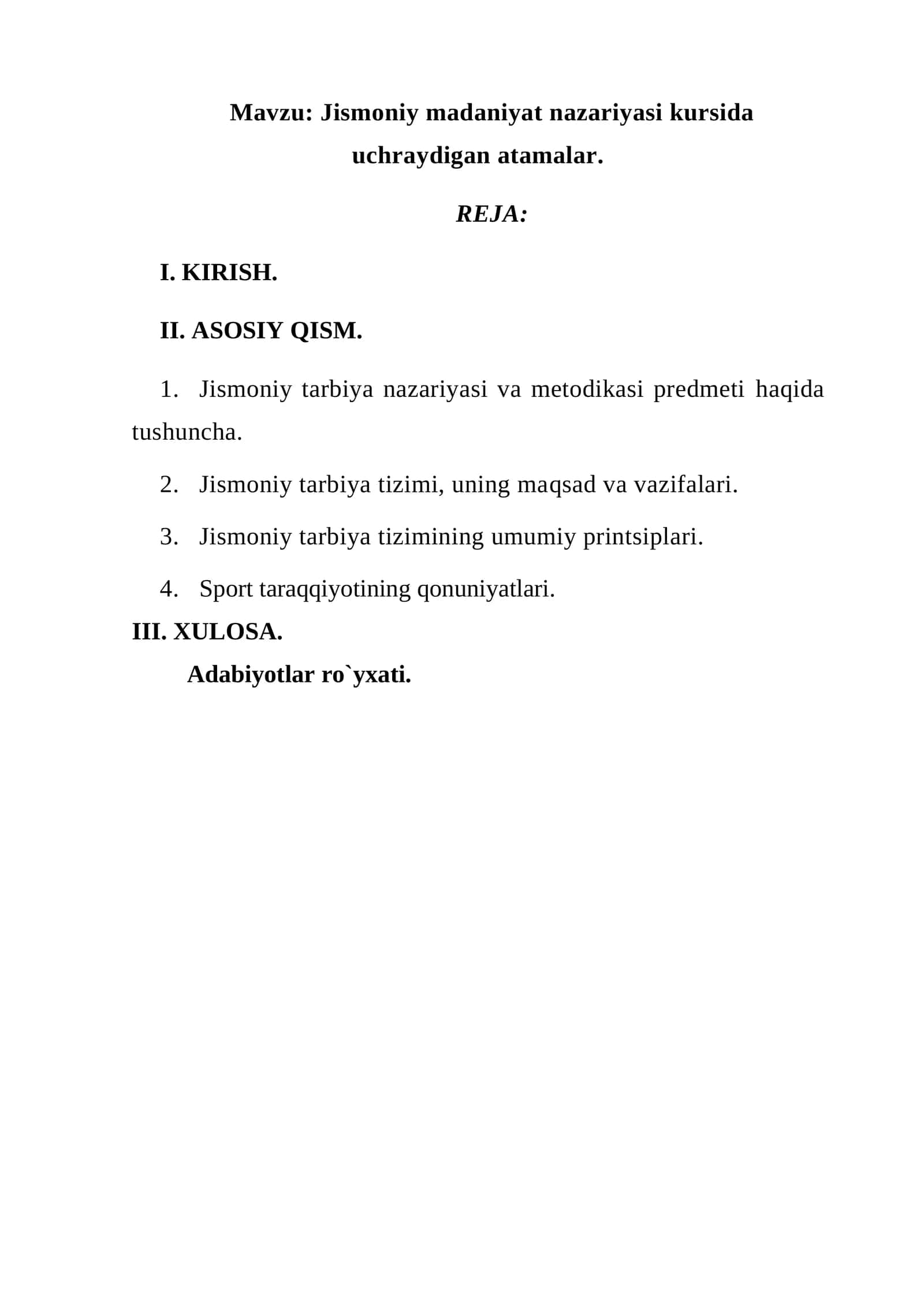 Jismoniy madaniyat nazariyasi kursi 1