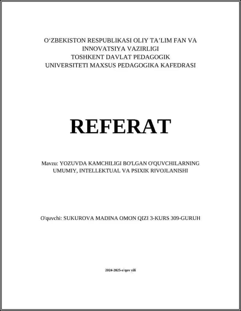 O'quvchilarning umumiy rivojlanishi 1