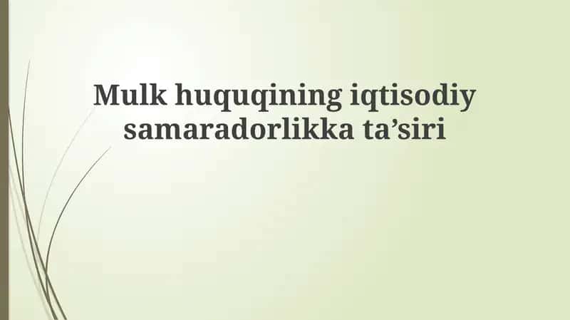 Mulk huquqlari va iqtisodiy samaradorlik: Asosiy tushunchalar 1